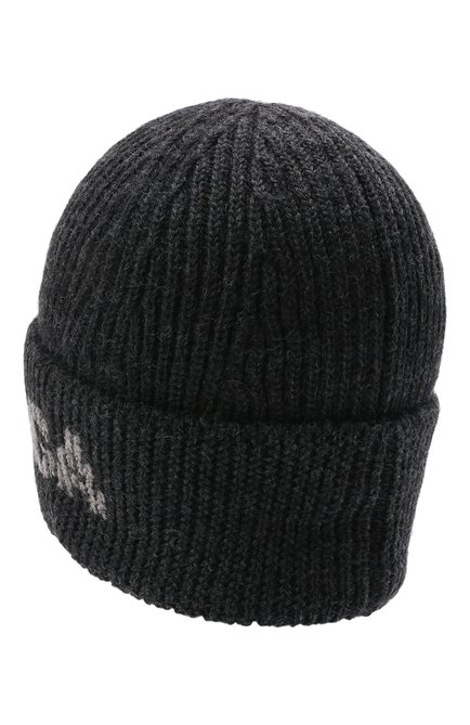 Мужская шерстяная шапка BALENCIAGA темно-серого цвета, арт. 675327/T1615 | Фото 2 (Материал: Шерсть, Текстиль; Кросс-КТ: Трикотаж)