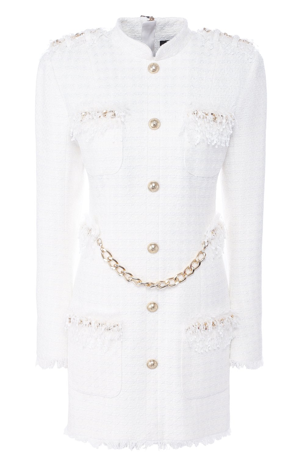 Платье BALMAIN белого цвета по цене 334000 руб., арт. TF16270/C229, фото 1 Платье BALMAIN, арт. TF16270/C229, фото 1