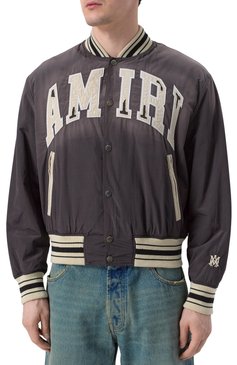 Мужской бомбер AMIRI черного цвета, арт. AM0UBB1005 | Фото 3 (Длина (верхняя одежда): Короткие; Рукава: Длинные; Материал подклада: Синтетический материал; Кросс-КТ: бомбер, Легкие; Принт: Без принта; Стили: Кэжуэл; Материал внешний: Хлопок, Синтетический материал; Автоматизация ТО: Проставлено; Автоматизация состава: Проставлено; Детали: Декор)