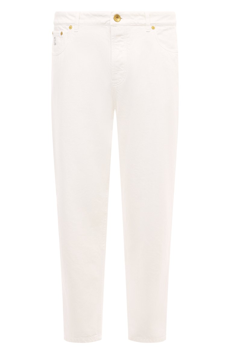 Мужские джинсы straight fit BRUNELLO CUCINELLI белого цвета, арт. M262PB2275 | Фото 1 (Длина (брюки, джинсы): Стандартные; Материал внешний: Хлопок, Деним; Кросс-КТ: Деним; Силуэт М (брюки): Прямые; Материал подклада: Хлопок; Стили: Повседневный; Автоматизация ТО: Проставлено; Автоматизация состава: Проставлено; Детали: Без декора)