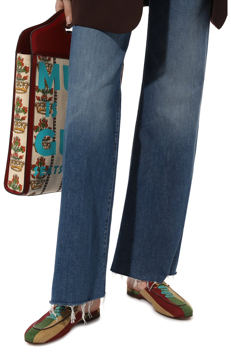 Женские текстильные сабо pricetown GUCCI разноцветного цвета, арт. 677808 UHZ30 | Фот�о 3 (Материал внешний: Текстиль; Материал внутренний: Натуральная кожа; Подошва: Плоская; Каблук высота: Низкий)
