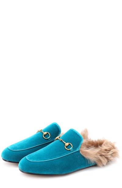 Бархатные сабо princetown с пряжкой-трензелем GUCCI, арт. 448657/K4D50, фото 2