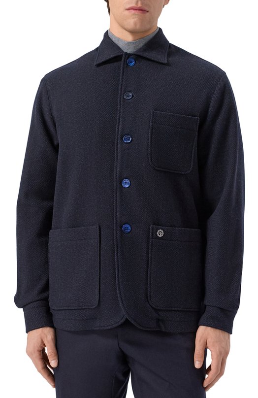 Куртка-рубашка из шерсти и кашемира Stefano Ricci SP007986/WC005R Синий  SP007986/WC005R Фото 3