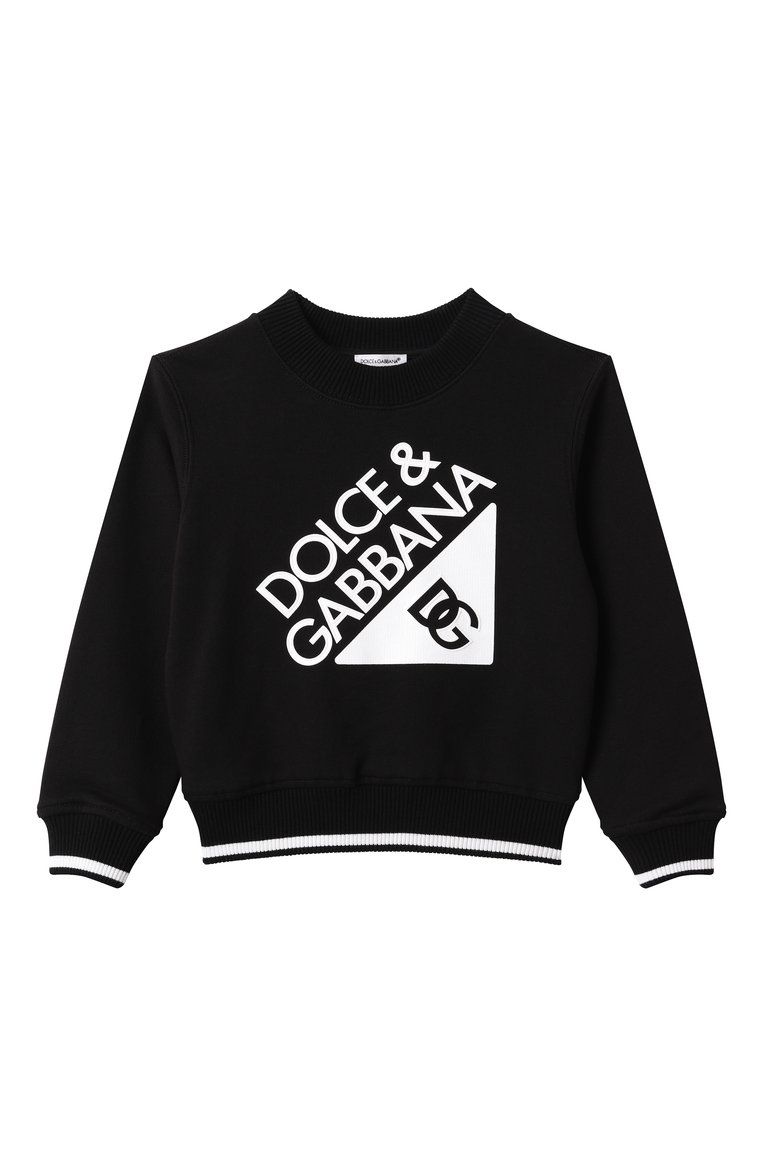 Детский хлопковый свитшот DOLCE & GABBANA черного цвета, арт. L4JWKD/G706N/8-14 | Фото 1 (Драгоценные камни: Проставлено; Материал сплава: Проставлено; Рукава: Длинные; Мальчики Кросс-КТ: Свитшот-одежда; Материал внешний: Хлопок; Ростовка одежда: 8 лет | 128 см, 10 - 11 лет | 140 - 146см, 13 - 15 лет | 158 см)