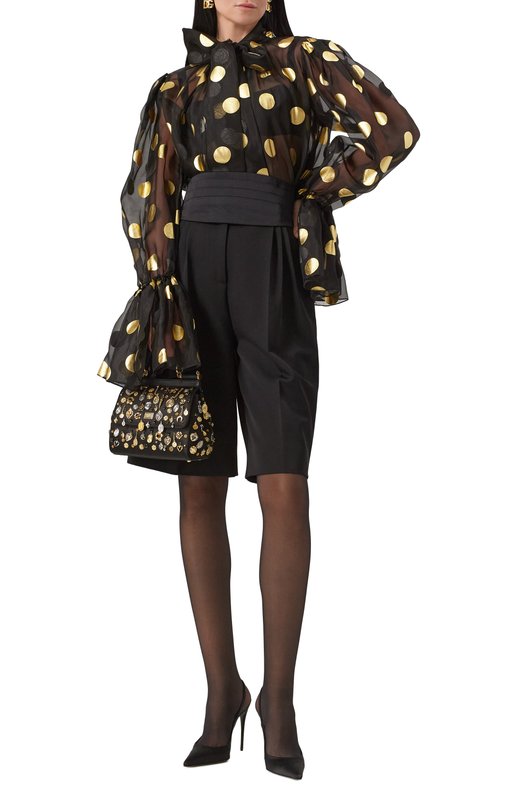 Шелковая блузка Dolce & Gabbana F7AI9T/HS100 Чёрный  F7AI9T/HS100 Фото 2