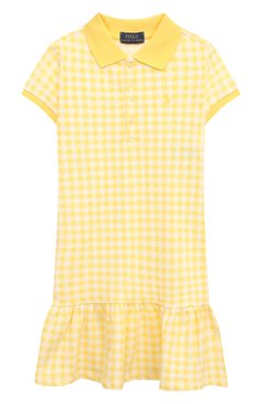 Детское хлопковое платье POLO RALPH LAUREN желтого цвета, арт. 311868759 | Фото 1 (Рукава: Короткие; Материал внешний: Хлопок; Девочки Кросс-КТ: Платье-одежда; Случай: Повседневный; Материал сплава: Проставлено; Драгоценные камни: Проставлено; Ростовка одежда: 2 года | 92 см, 3 года | 98 см, 4 года | 104 см)