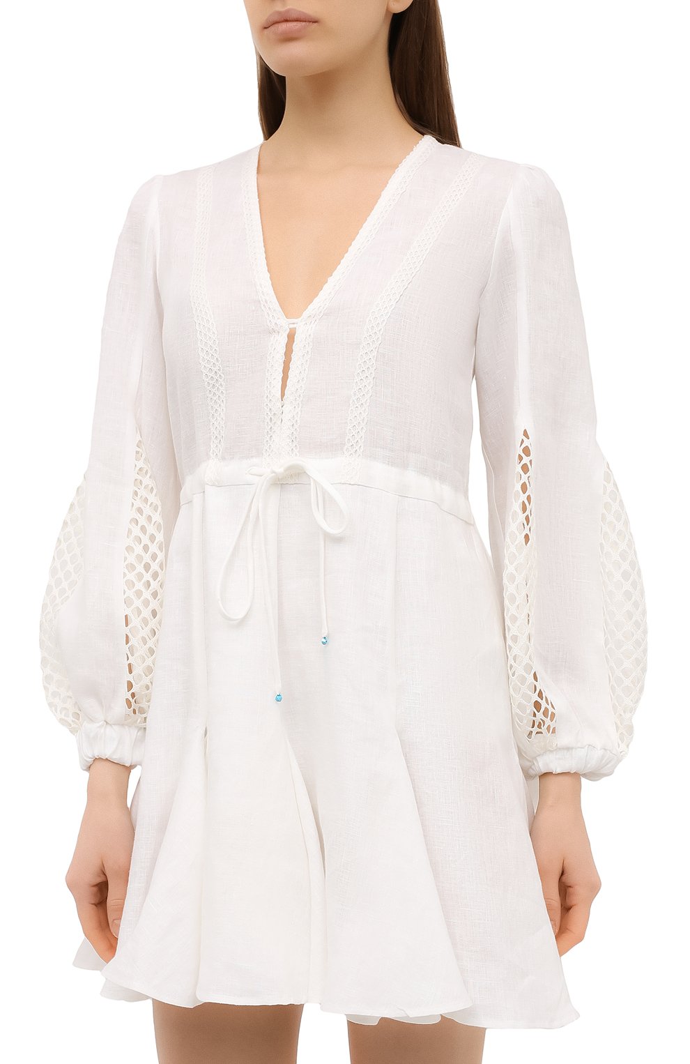 Льняное платье A MERE CO белого цвета по цене 51850 руб., арт. AMC-RSS21-06WW, фото 3 Льняное платье A MERE CO, арт. AMC-RSS21-06WW, фото 3