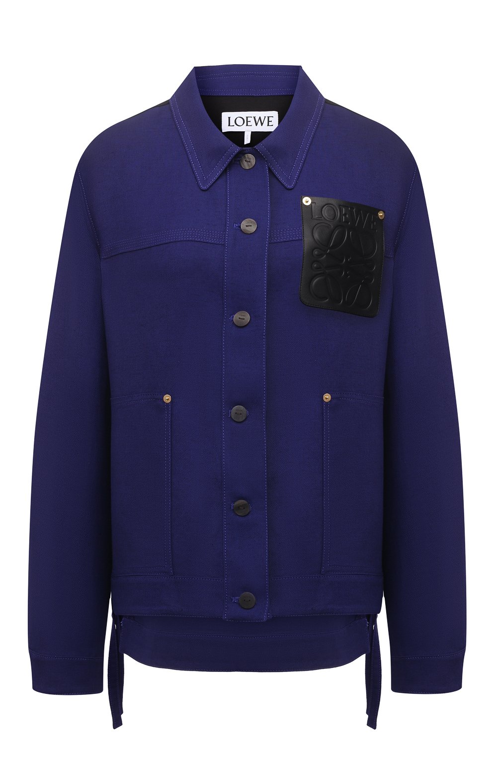 Куртка из вискозы и льна LOEWE синего цвета по цене 84450 руб., арт. S540Y03W03, фото 1 Куртка из вискозы и льна LOEWE, арт. S540Y03W03, фото 1
