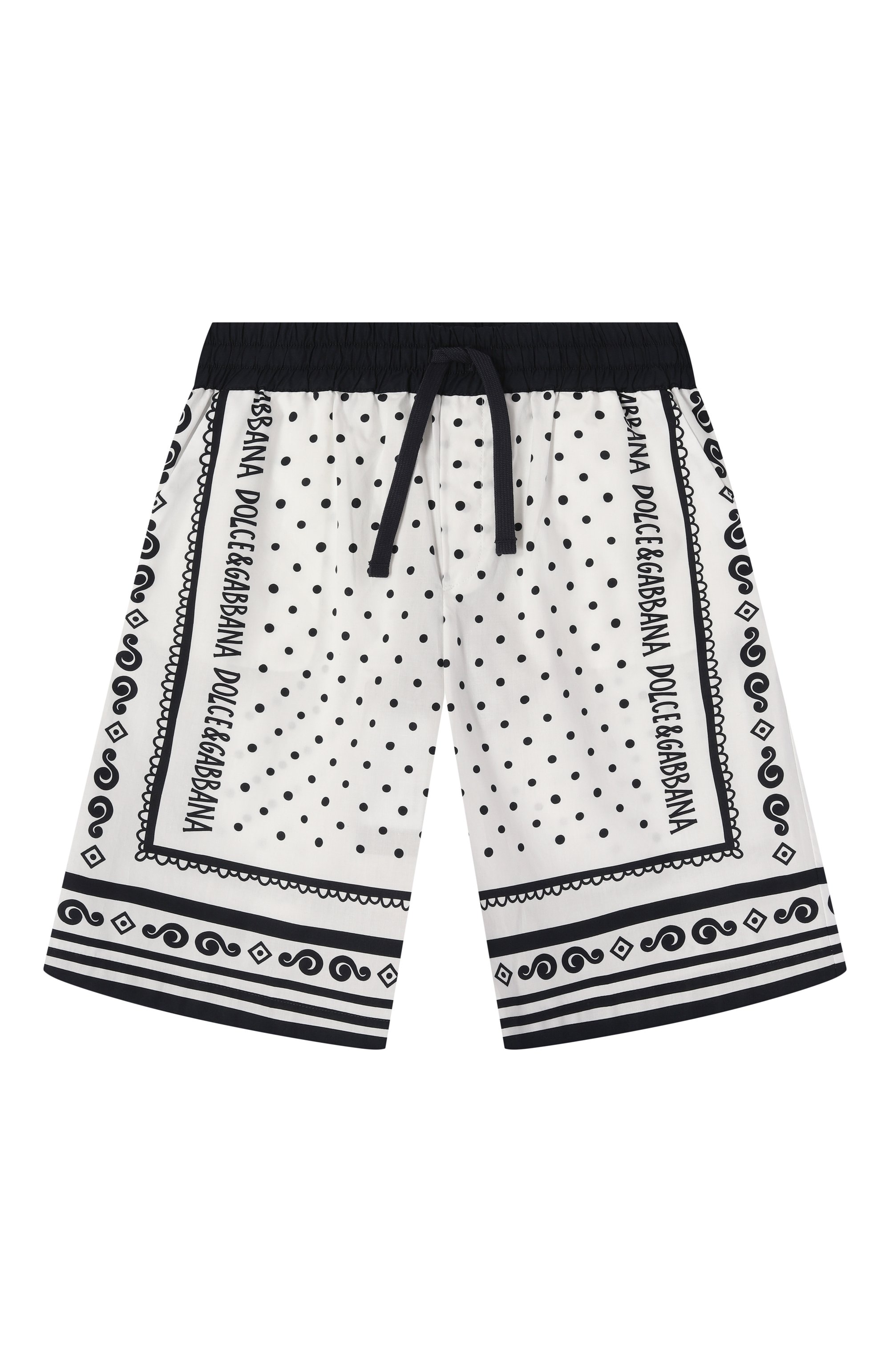 Хлопковые шорты DOLCE & GABBANA черно-белого цвета по цене 51700 руб., арт. L43Q47/FI5KQ/8-14, фото 1 Хлопковые шорты DOLCE & GABBANA, арт. L43Q47/FI5KQ/8-14, фото 1