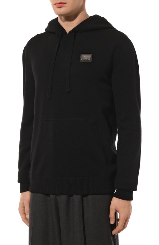 Худи из шерсти и кашемира Dolce & Gabbana GX033T/JEMQ3 Чёрный  GX033T/JEMQ3 Фото 3