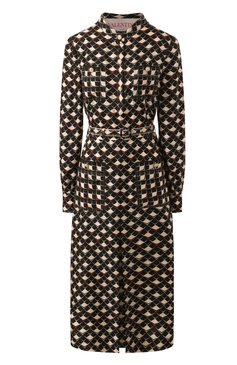 Женское шелковое платье VALENTINO разноцветного цвета, арт. 6B3VAF61943 | Фото 1 (Драгоценные камни: Проставлено; Материал сплава: Проставлено; Материал внешний: Шелк; Длина Ж (юбки, платья, шорты): Миди; Рукава: Длинные; Стили: Кэжуэл; Женское Кросс-КТ: Платье-одежда; Случай: Повседневный)