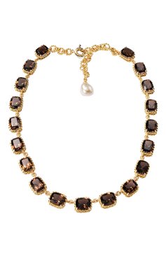 Женские колье DOLCE & GABBANA бесцветного цвета, арт. WNFA1G WQA01 Z0000 | Фото 1 (Драгоценные камни: Другие; Материал сплава: Желтое золото; Нос: Не проставлено; Региональные ограничения белый список (Axapta Mercury): Не проставлено)