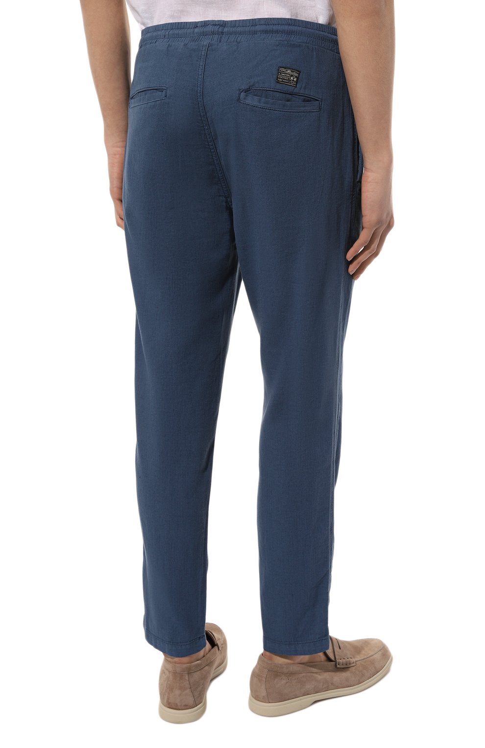 Брюки из хлопка и льна LA MARTINA синего цвета по цене 23550 руб., арт. VMT015/TW445, фото 4 Брюки из хлопка и льна LA MARTINA, арт. VMT015/TW445, фото 4