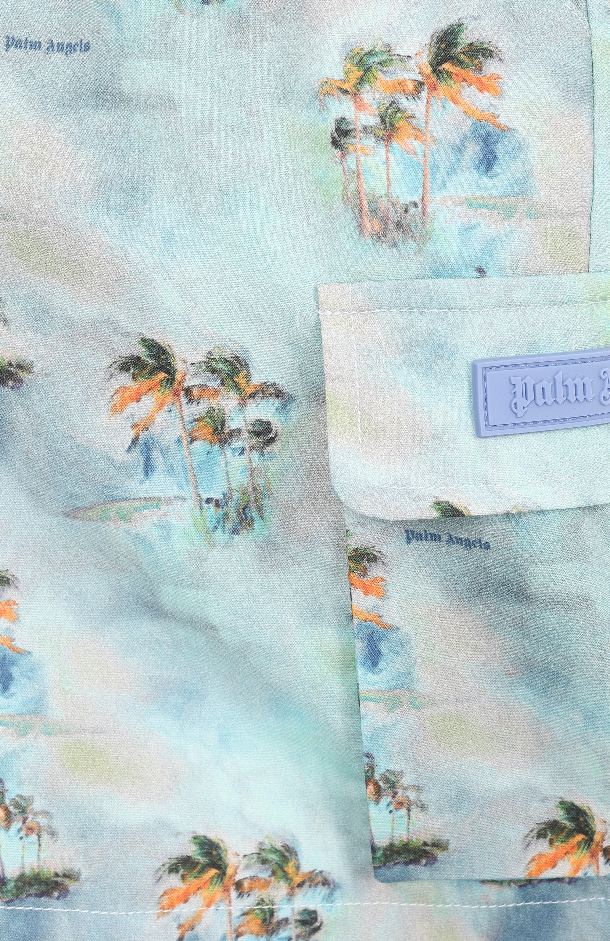 Хлопковые шорты-карго PALM ANGELS голубого цвета по цене 15950 руб., арт. PBCS002S26FAB001, фото 3 Хлопковые шорты-карго PALM ANGELS, арт. PBCS002S26FAB001, фото 3