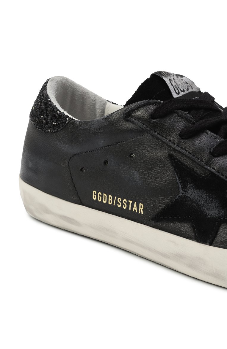 Женские кожаные кеды super-star GOLDEN GOOSE DELUXE BRAND черного цвета, арт. GWF00101.F003463 | Фото 7 (Подошва: Платформа; Материал внутренний: Натуральная кожа; Материал внешний: Натуральная кожа; Кросс-КТ: Низкие; Стили: Кэжуэл; М�атериал утеплителя: Без утеплителя; Автоматизация состава: Проставлено; Автоматизация ТО: Проставлено)