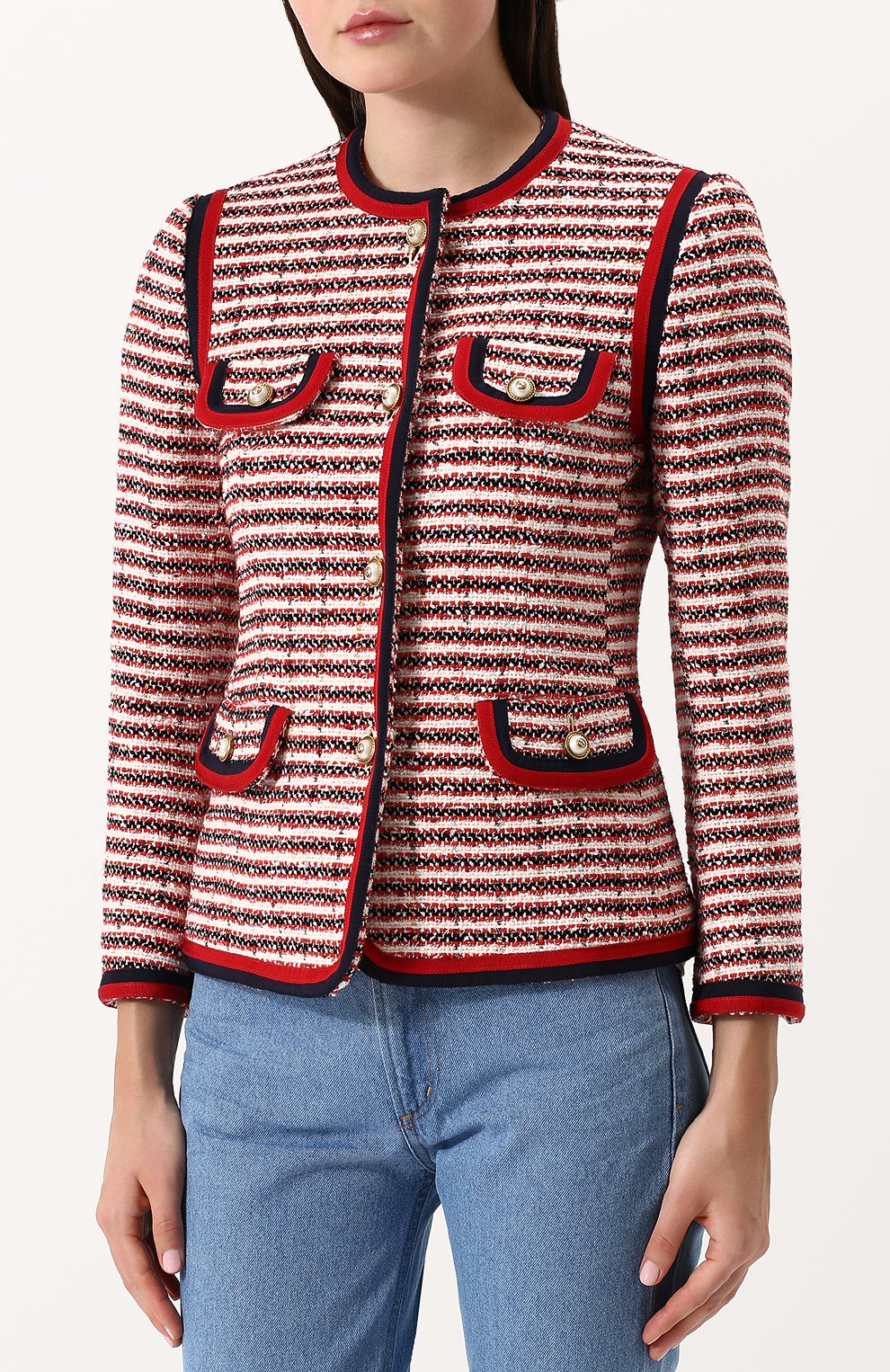 Приталенный буклированный жакет с круглым вырезом GUCCI, арт. 482665/ZKM24, фото 3