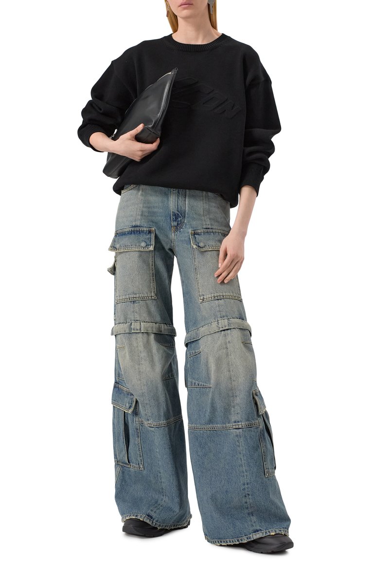 Женский хлопковый пуловер DSQUARED2 черного цвета, арт. S80HA0018/D13109 | Фото 2 (Материал внешний: Хлопок; Рукава: Длинные; Длина (для топов): Стандартные; Женское Кросс-КТ: Пуловер-одежда; Стили: Кэжуэл)