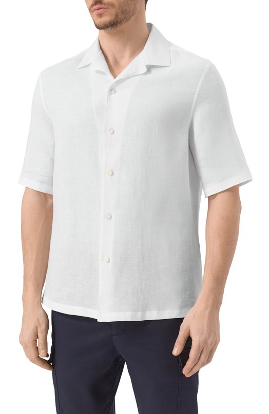 Льняная рубашка Brunello Cucinelli MM6840615 Белый  MM6840615 Фото 3
