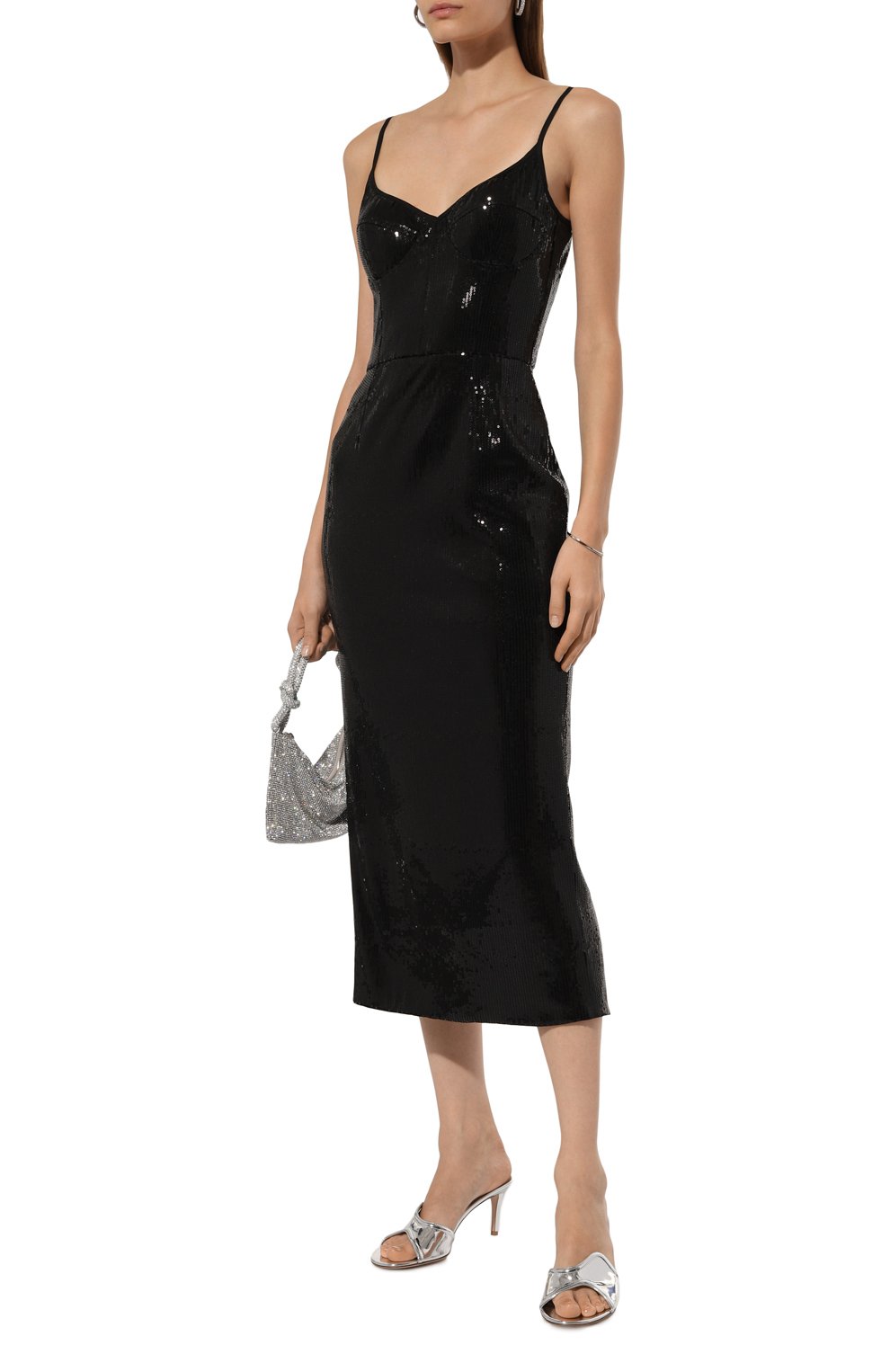 Платье с отделкой пайетками SASHA KIM черного цвета по цене 89000 руб., арт. УТ-00001637, фото 2 Платье с отделкой пайетками SASHA KIM, арт. УТ-00001637, фото 2