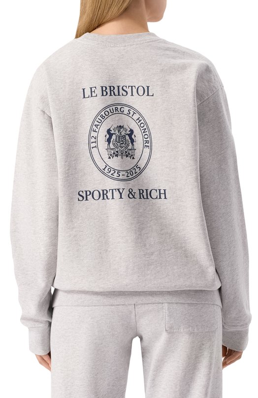 Хлопковый свитшот Sporty and Rich ST071517620GY03 Серый  ST071517620GY03 Фото 4