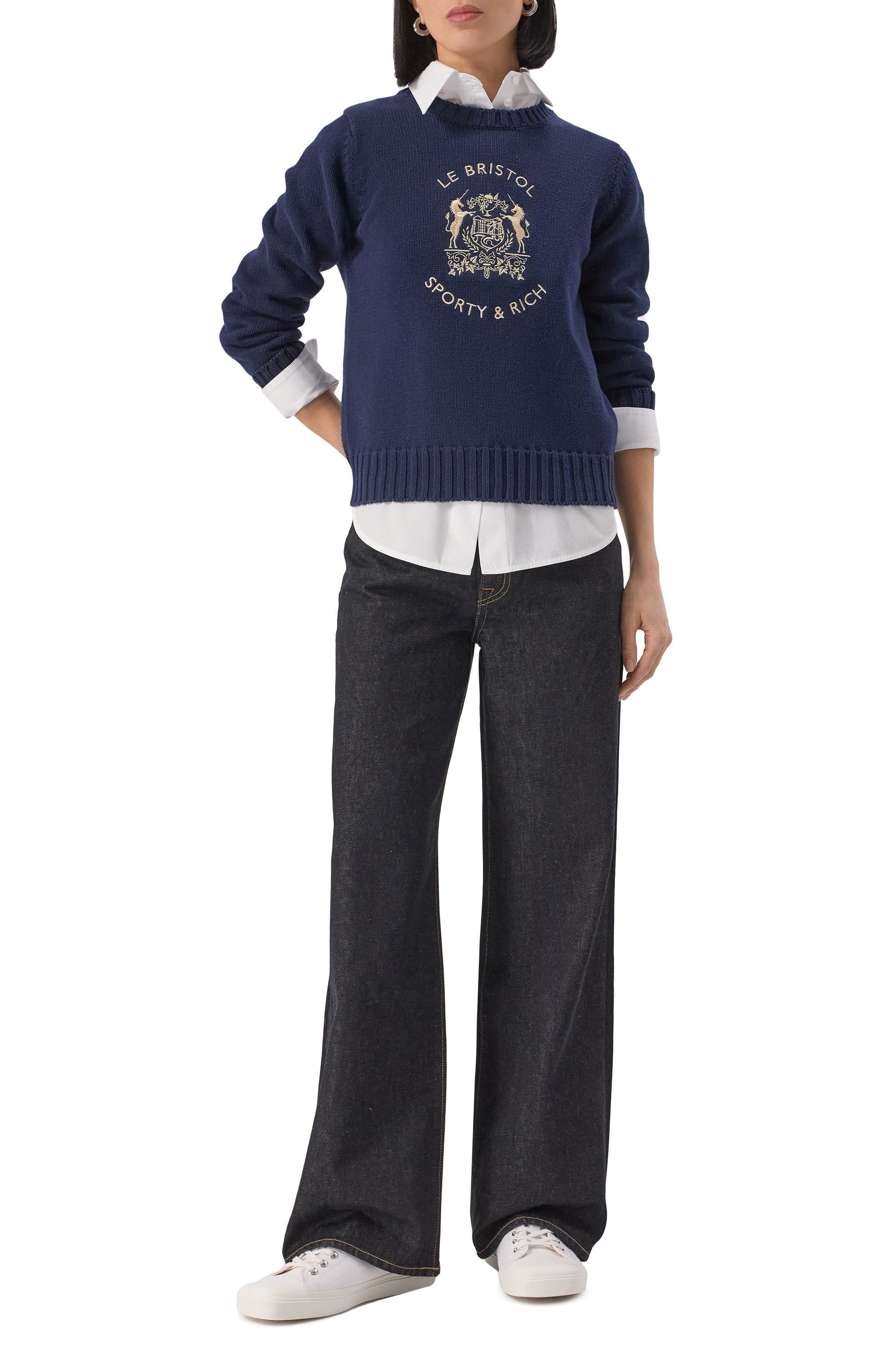 Хлопковый пуловер sporty & rich x le bristol paris SPORTY AND RICH, арт. WS065517621BL32, фото 2