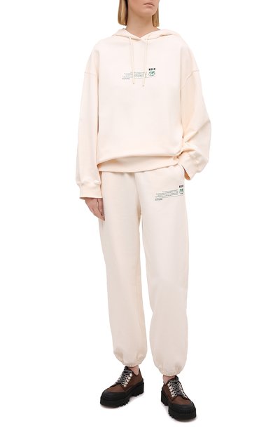 Хлопковые джоггеры MSGM светло-бежевого цвета по цене 33950 руб., арт. 3041MDP90 217119, фото 2 Хлопковые джоггеры MSGM, арт. 3041MDP90 217119, фото 2