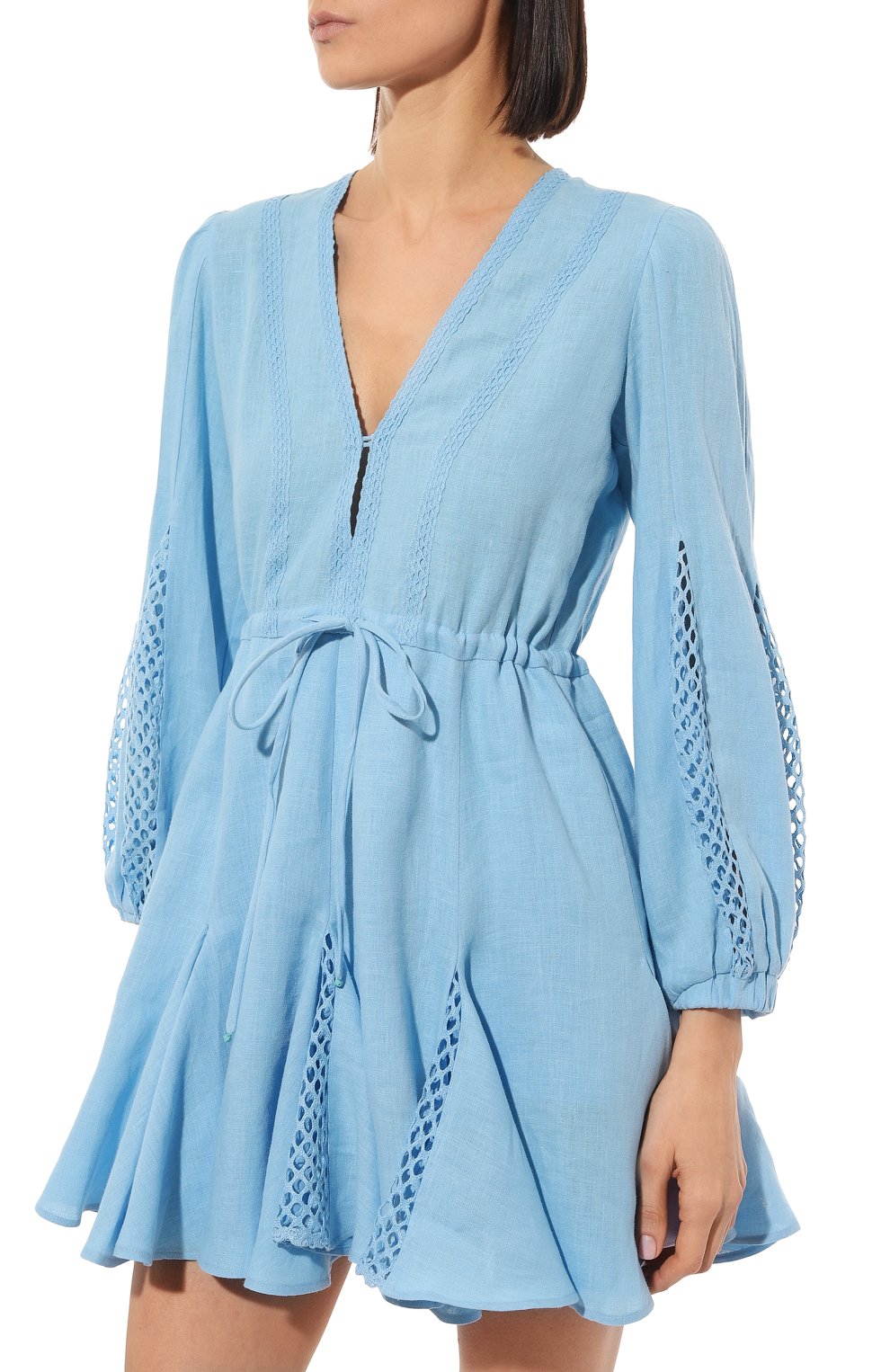 Льняное платье A MERE CO голубого цвета по цене 75700 руб., арт. AMC-RSS23-014SB, фото 3 Льняное платье A MERE CO, арт. AMC-RSS23-014SB, фото 3