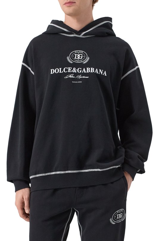 Хлопковое худи Dolce & Gabbana G9BDXZ/G7N0N Чёрный  G9BDXZ/G7N0N Фото 3