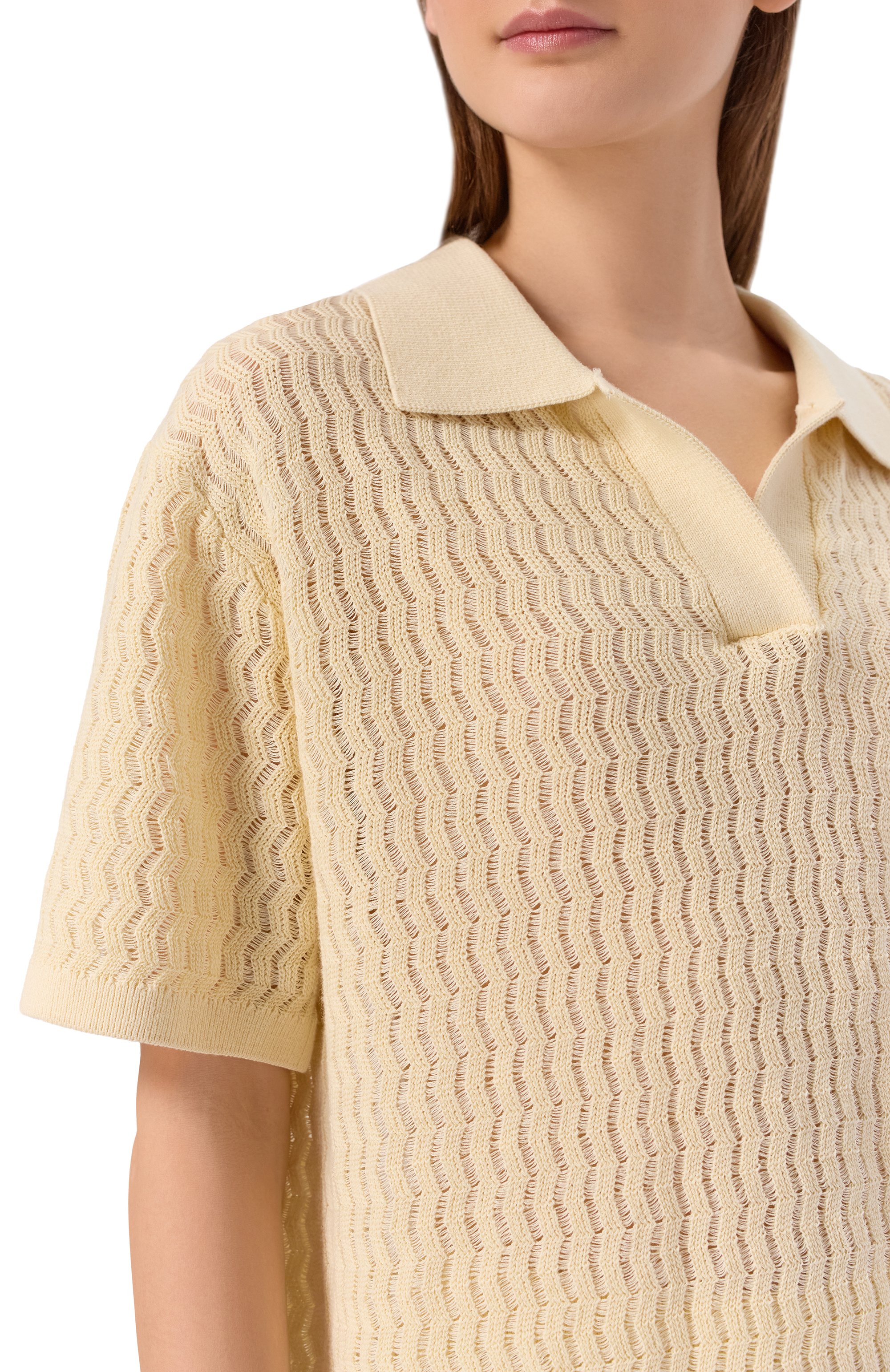 Поло из хлопка и льна YUZEFI, арт. AURI-EYELASH P0L0/KNIT, фото 5