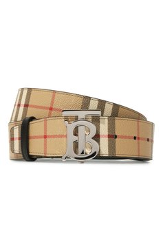 Мужской ремень из экокожи BURBERRY бежевого цвета, арт. 8070294 | Фото 1 (Материал: Экокожа; Случай: Повседневный; Материал сплава: Проставлено; Нос: Не проставлено)