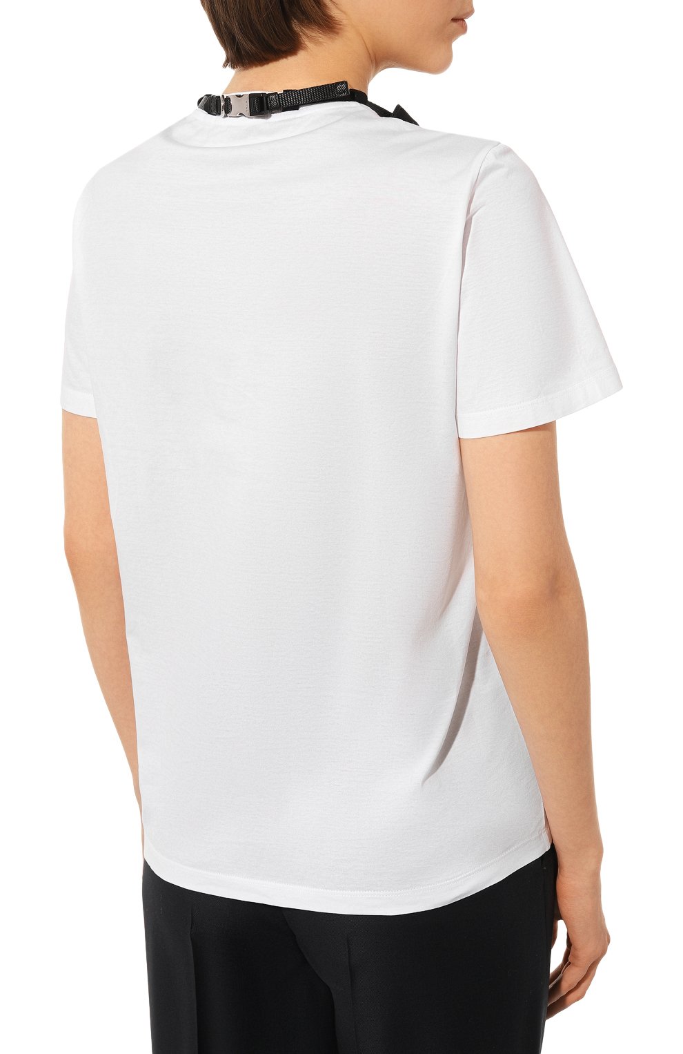 Хлопковая футболка PRADA белого цвета по цене 98000 руб., арт. 135700-1XBH-F0964-212, фото 4 Хлопковая футболка PRADA, арт. 135700-1XBH-F0964-212, фото 4