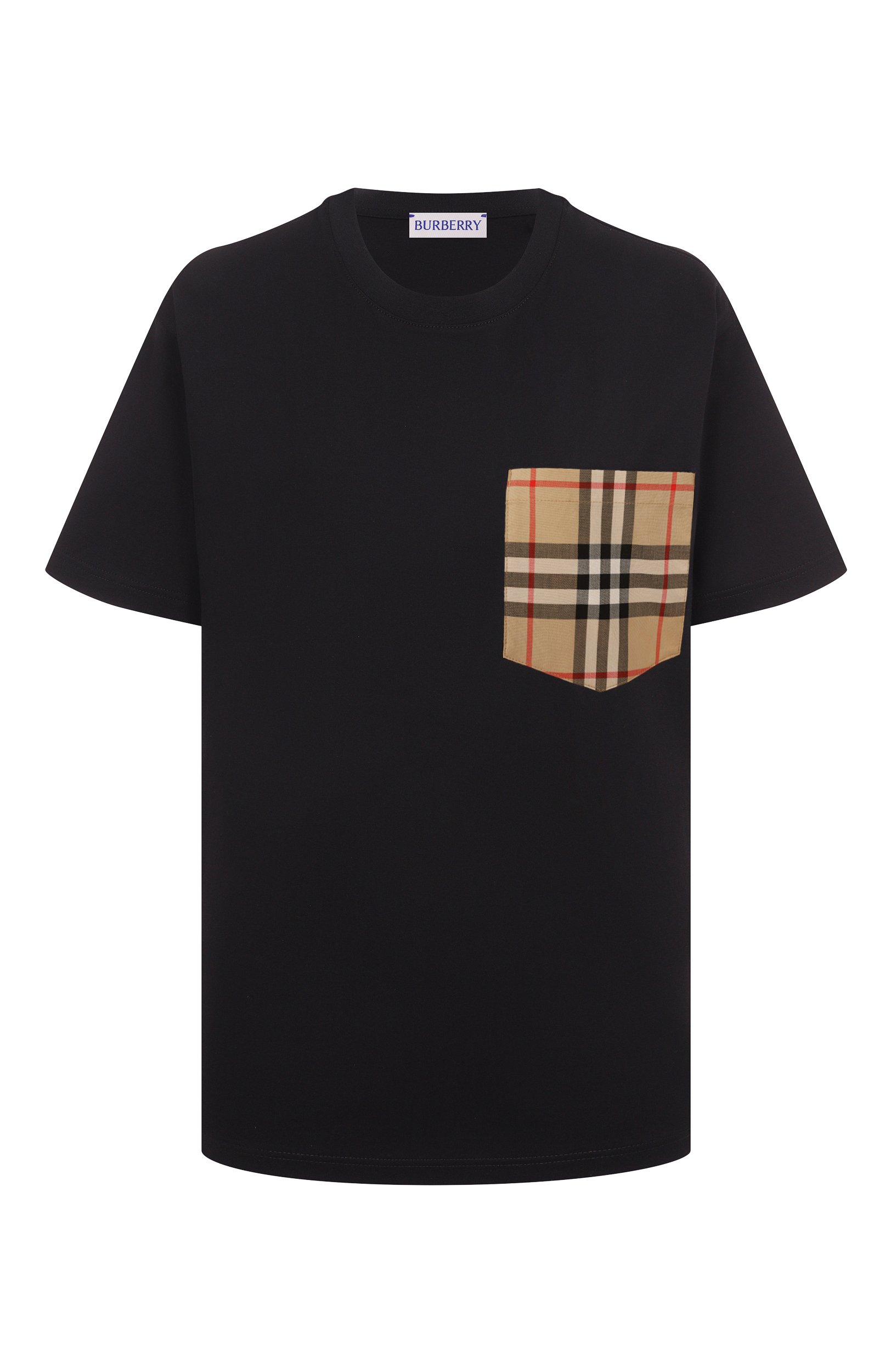 Хлопковая футболка BURBERRY черного цвета по цене 69300 руб., арт. 8103970, фото 1 Хлопковая футболка BURBERRY, арт. 8103970, фото 1