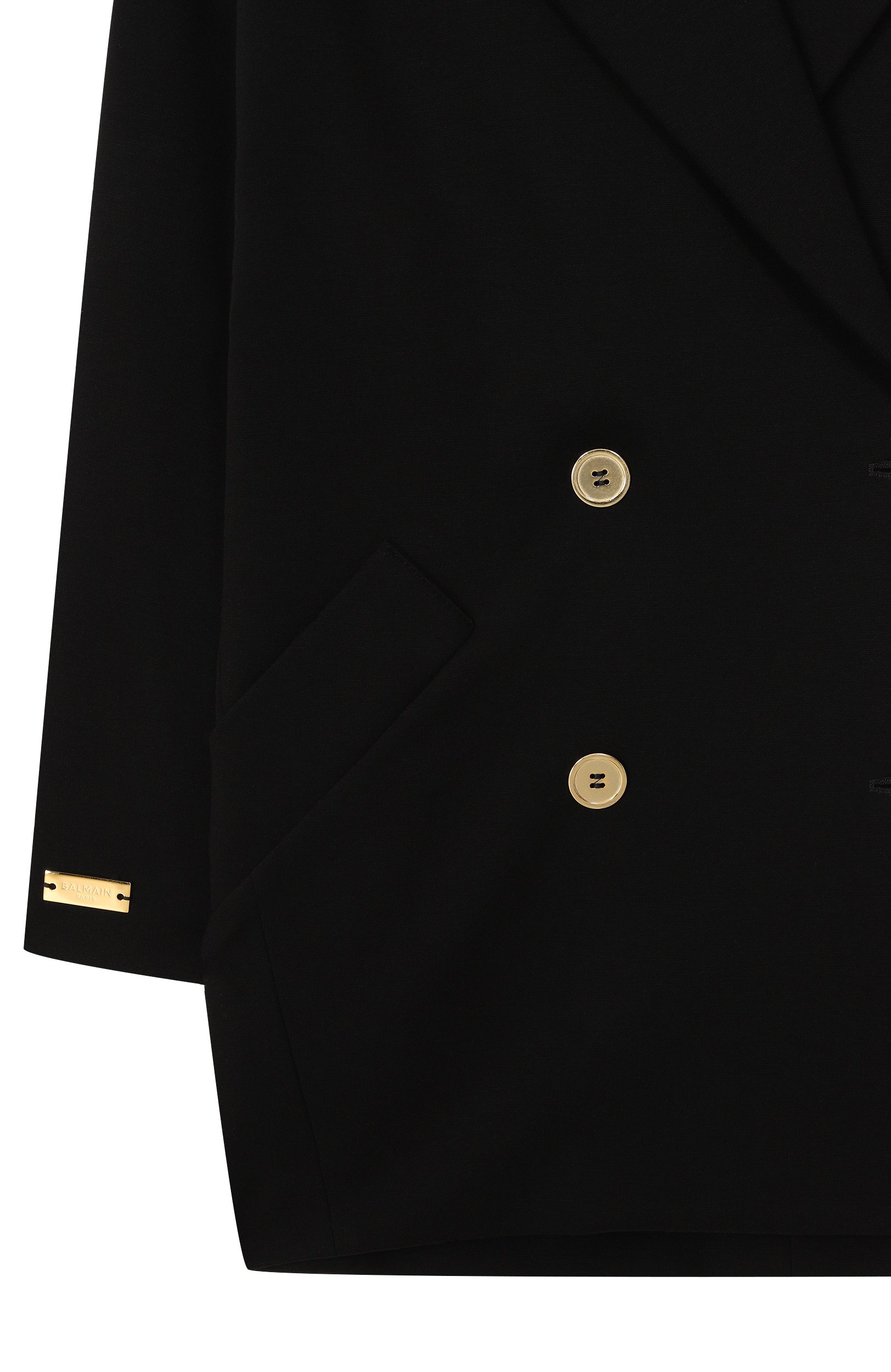 Пальто из вискозы BALMAIN черного цвета по цене 79950 руб., арт. BZ2A50, фото 3 Пальто из вискозы BALMAIN, арт. BZ2A50, фото 3