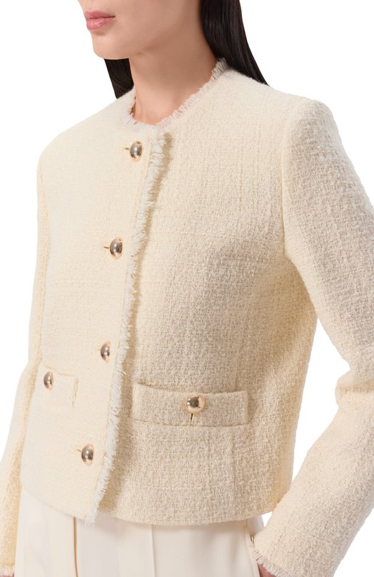 Твидовый жакет Weekend Max Mara WKDAGAMI Кремовый  WKDAGAMI Фото 5