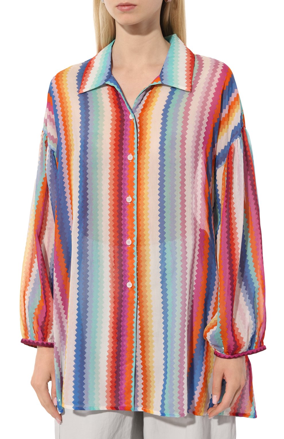Блузка из хлопка и шелка MISSONI разноцветного цвета по цене 78150 руб., арт. MC24SK00/BW00PN, фото 3 Блузка из хлопка и шелка MISSONI, арт. MC24SK00/BW00PN, фото 3