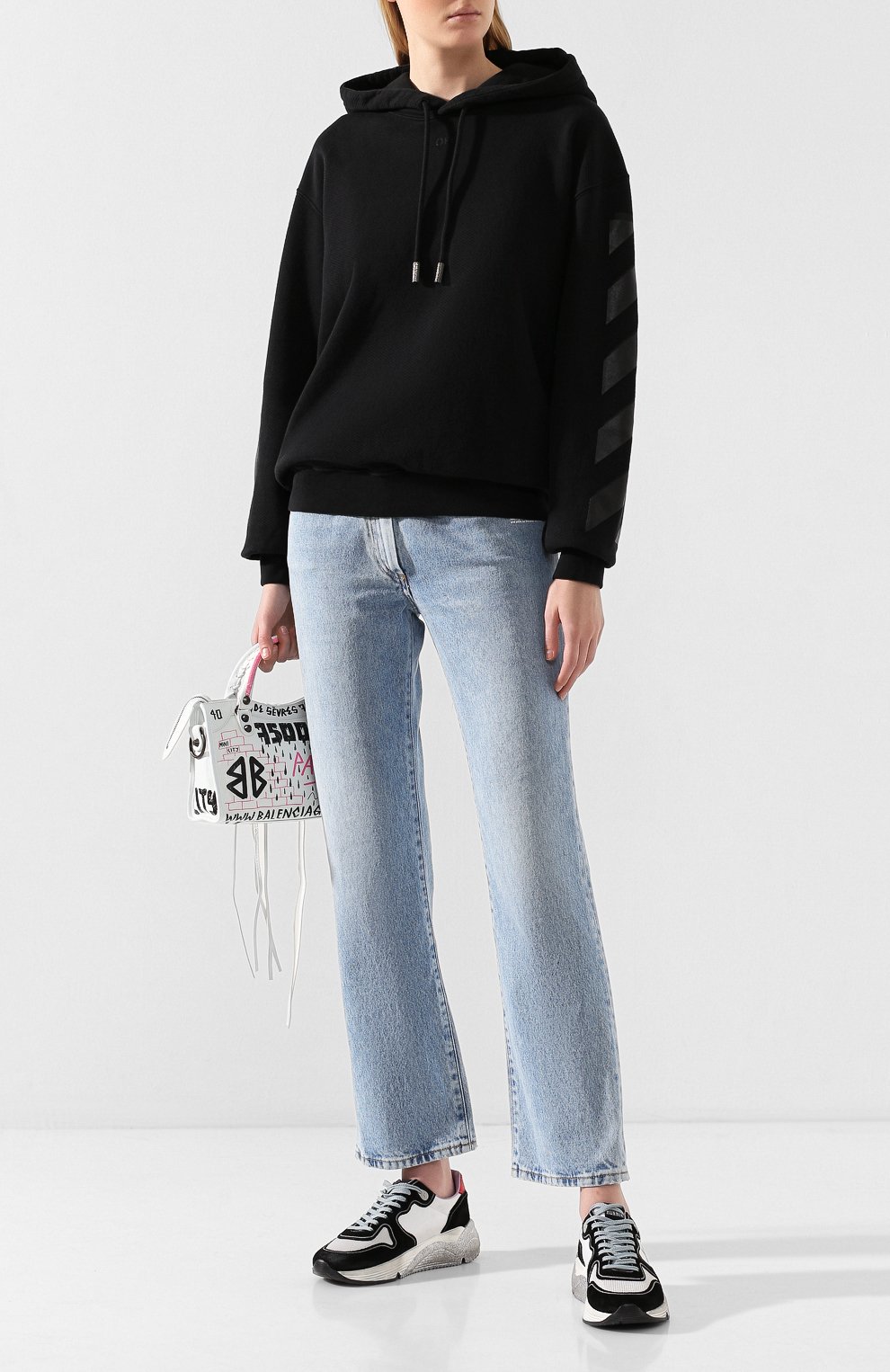 Хлопковое худи OFF-WHITE черного цвета по цене 39950 руб., арт. 0WBB032E19F300961010, фото 2 Хлопковое худи OFF-WHITE, арт. 0WBB032E19F300961010, фото 2