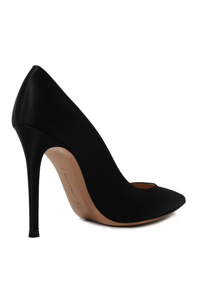 Женские атласные туфли gianvito 105 на шпильке GIANVITO ROSSI черного цвета, арт. G28470.15RIC.RASNER0 | Фото 5 (Каблук высота: Высокий; Материал внутренний: Натуральная кожа; Материал внешний: Текстиль; Подошва: Плоская; Каблук тип: Шпилька)