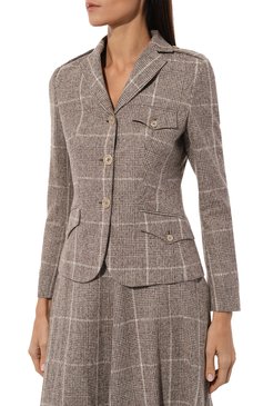 Женский шерстяной жакет KITON бежевого цвета, арт. D58511K0508E01 | Фото 3 (Драгоценные камни: Проставлено; Длина (для топов): Стандартные; Материал внешний: Шерсть; Рукава: Длинные; Материал сплава: Проставлено; 1-2-бортные: Однобортные; Женское Кросс-КТ: Жакет-одежда; Стили: Кэжуэл; Кросс-КТ: костюм)