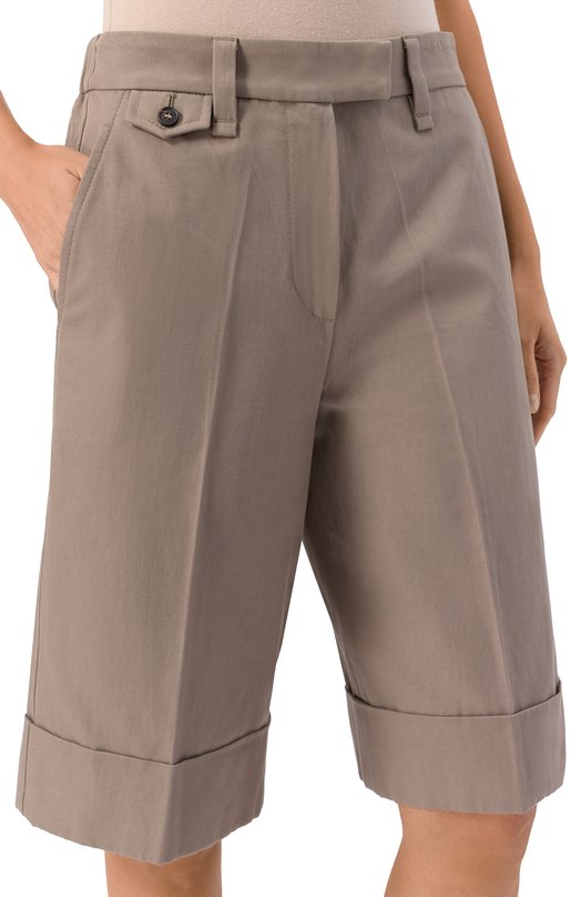 Шорты из хлопка и льна Brunello Cucinelli ML145P8866 Коричневый  ML145P8866 Фото 5