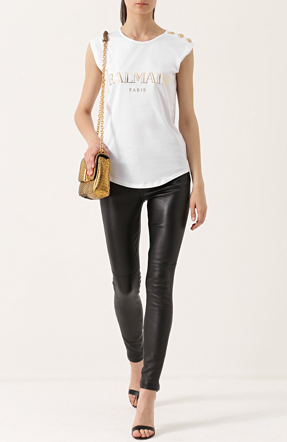 Топ без рукавов с металлизированным логотипом бренда BALMAIN, арт. 108563/326I, фото 2