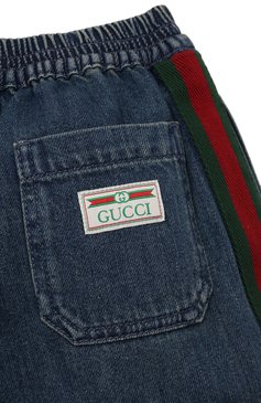 Детские джинсовые шорты GUCCI синего цвета, арт. 670830/XDB0Y | Фото 3 (Кросс-КТ: Деним; Региональные ограничения белый список (Axapta Mercury): RU; Материал сплава: Проставлено; Нос: Не проста�влено; Материал внешний: Хлопок; Ростовка одежда: 10 - 11 лет | 140 - 146см, 12 лет | 152 см, 4 года | 104 см, 5 лет | 110 см, 6 лет | 116 см, 8 лет | 128 см)