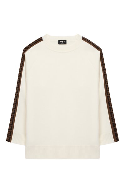 Шерстяной пуловер FENDI белого цвета по цене 84400 руб., арт. JUG003/A8L9/8A-12+, фото 1 Шерстяной пуловер FENDI, арт. JUG003/A8L9/8A-12+, фото 1