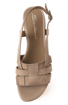 Женские замшевые сандалии SANTONI бежевого цвета, арт. WHPG70832HA1T0AE | Фото 6 (Подошва: Плоская; Материал внешний: Натуральная кожа, Замша; Материал внутренний: Натуральная кожа; Каблук высота: Низкий)