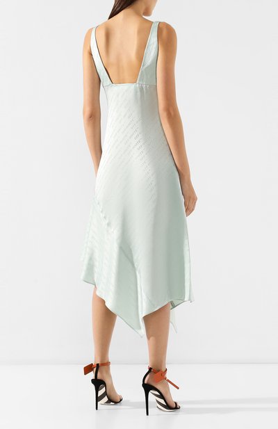 Атласное платье OFF-WHITE зеленого цвета по цене 83450 руб., арт. 0WDB120R19C860574100, фото 4 Атласное платье OFF-WHITE, арт. 0WDB120R19C860574100, фото 4
