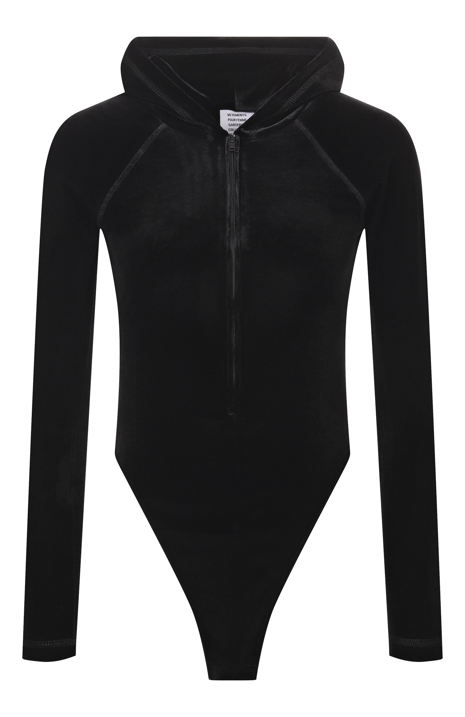 Бархатное боди VETEMENTS черного цвета по цене 109500 руб., арт. WH27B0115B, фото 1 Бархатное боди VETEMENTS, арт. WH27B0115B, фото 1