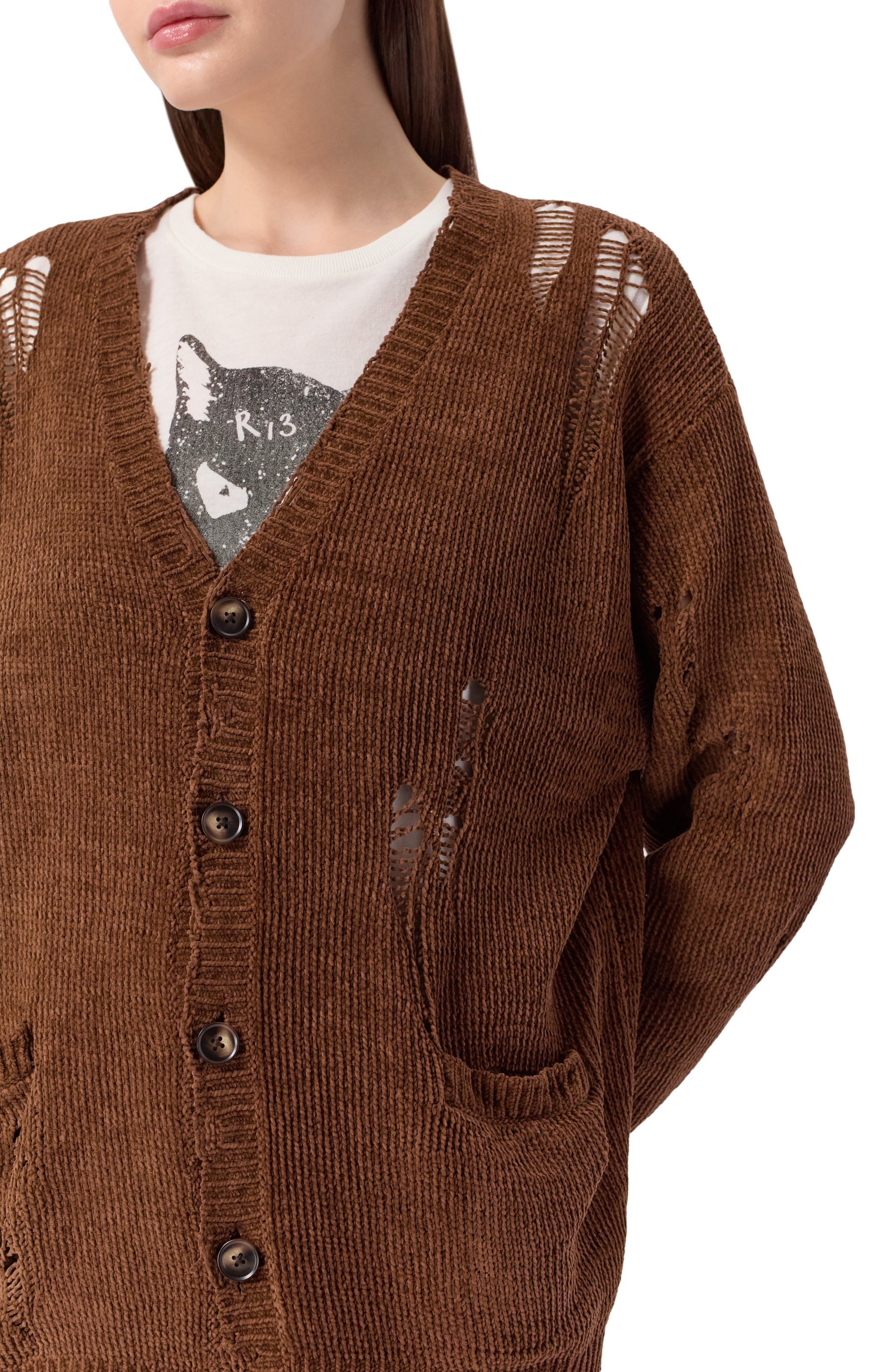 Хлопковый кардиган R13, арт. R13WY237-Y224A, фото 5