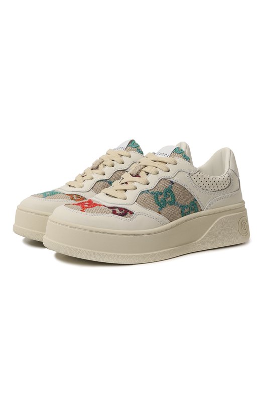 Кожаные кеды GG Gucci 670408/AABBW Белый 670408/AABBW