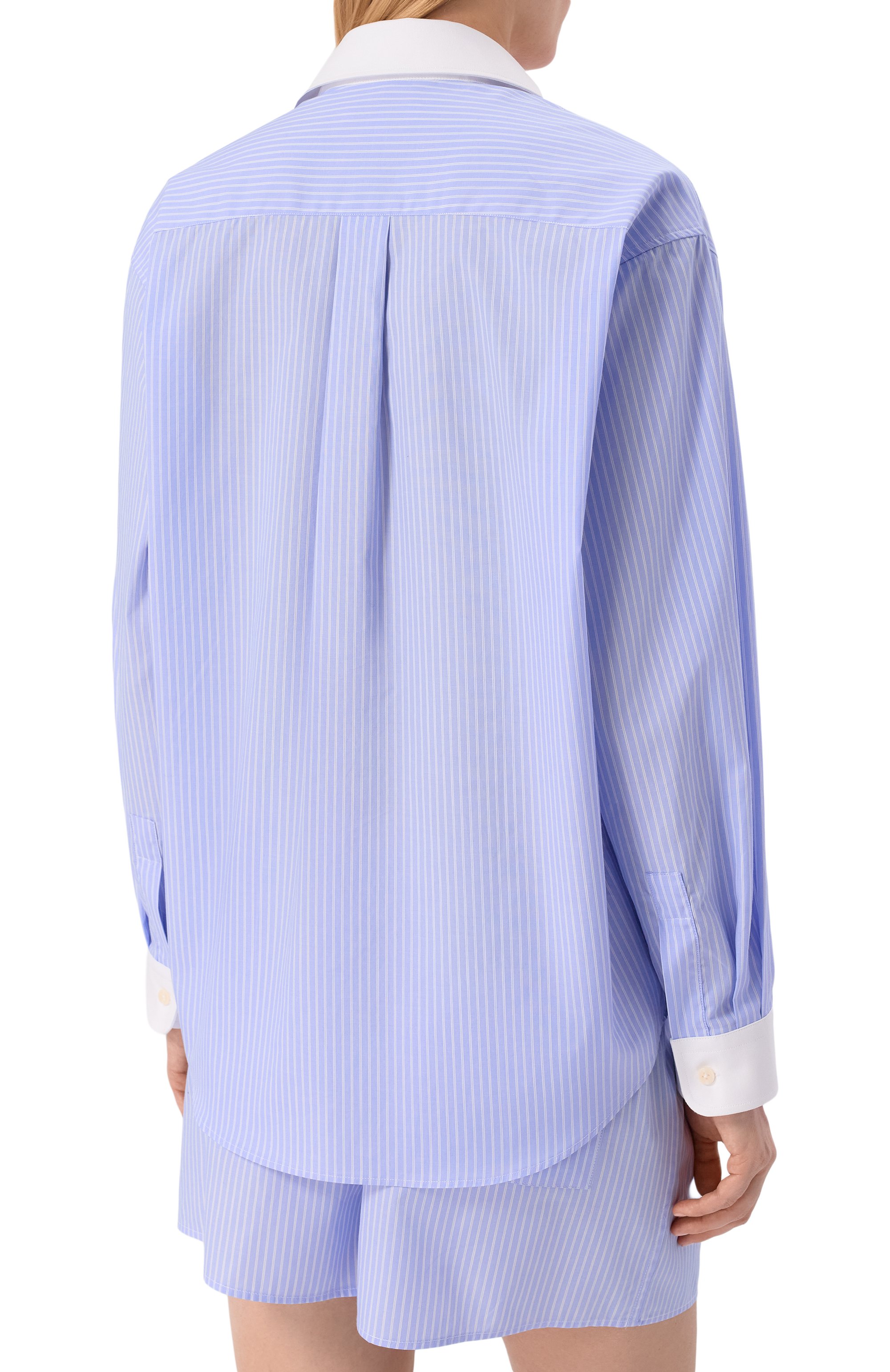 Хлопковая рубашка SPORTY AND RICH голубого цвета по цене 31450 руб., арт. SI01966302ST08, фото 4 Хлопковая рубашка SPORTY AND RICH, арт. SI01966302ST08, фото 4