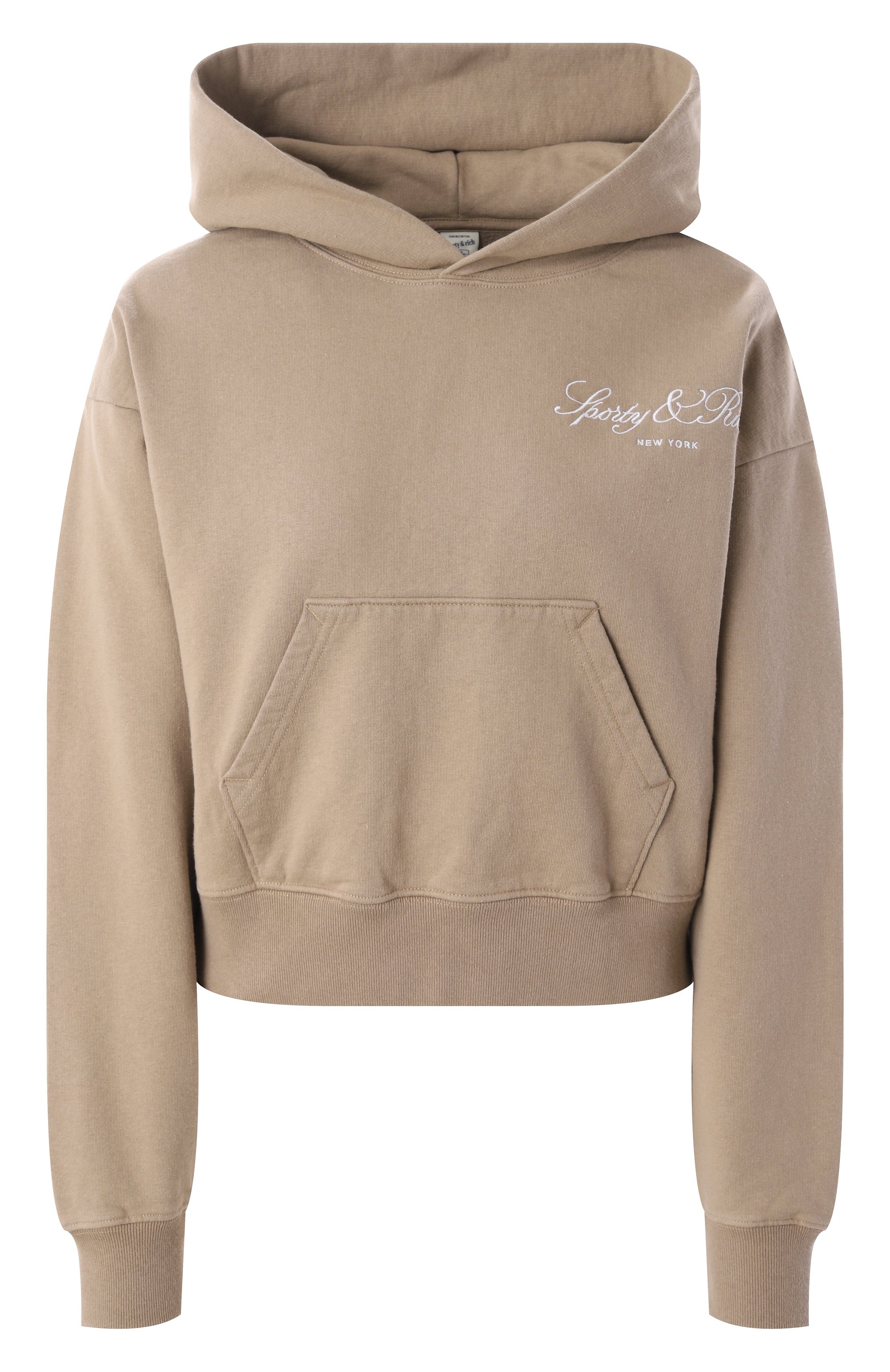 Хлопковое худи SPORTY AND RICH бежевого цвета по цене 20600 руб., арт. ST074516232GY15, фото 1 Хлопковое худи SPORTY AND RICH, арт. ST074516232GY15, фото 1