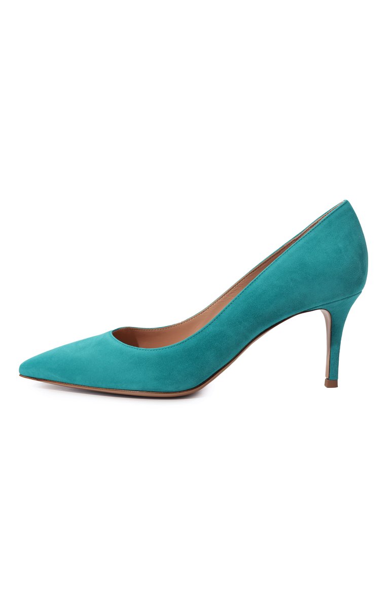 Женские кожаные туфли gianvito 70 GIANVITO ROSSI бирюзового цвета, арт. G26770.70RIC.CAMHYDR | Фото 4 (Материал внутренний: Натуральная кожа; Каблук высота: Средний; Подошва: Плоская; Каблук тип: Шпилька; Материал внешний: Замша, Натуральная кожа)